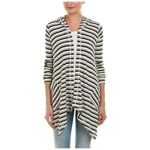 Splendid Striped Hooded Drape Cardigan
